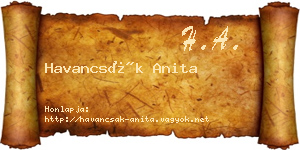 Havancsák Anita névjegykártya
